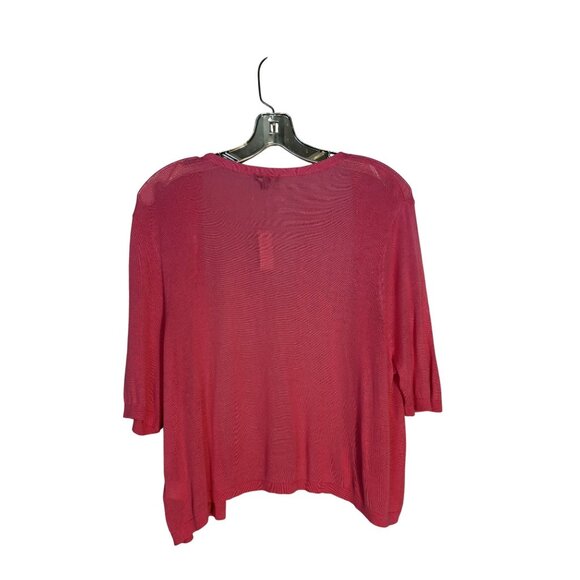 Talbots Pink Open Front Cardigan 3/4 Sleeve Lightweight Size 1X Rayon Blend - Picture 3 of 7